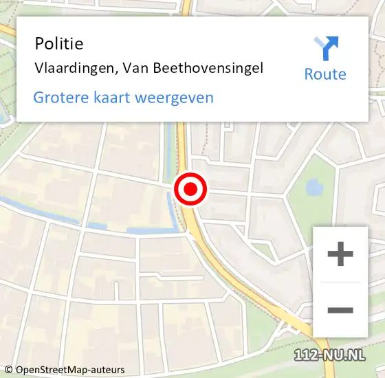 Locatie op kaart van de 112 melding: Politie Vlaardingen, Van Beethovensingel op 18 december 2018 09:02