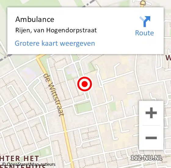 Locatie op kaart van de 112 melding: Ambulance Rijen, van Hogendorpstraat op 18 december 2018 09:10