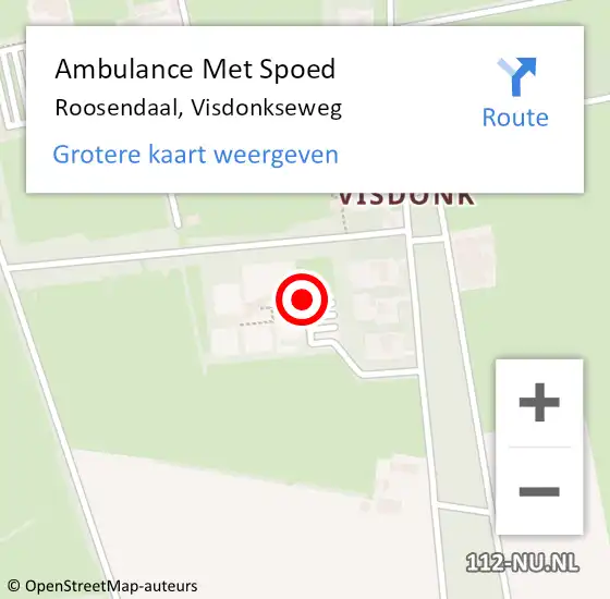 Locatie op kaart van de 112 melding: Ambulance Met Spoed Naar Roosendaal, Visdonkseweg op 18 december 2018 09:25