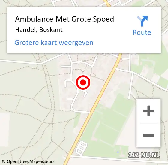 Locatie op kaart van de 112 melding: Ambulance Met Grote Spoed Naar Handel, Boskant op 18 december 2018 10:04