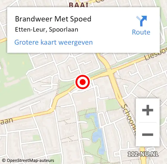 Locatie op kaart van de 112 melding: Brandweer Met Spoed Naar Etten-Leur, Spoorlaan op 18 december 2018 10:15