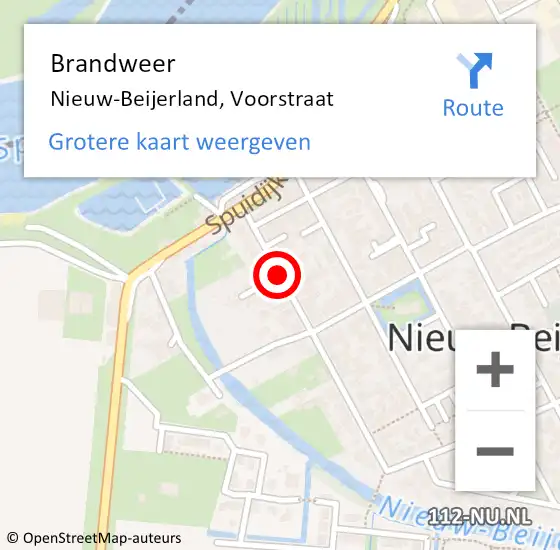 Locatie op kaart van de 112 melding: Brandweer Nieuw-Beijerland, Voorstraat op 18 december 2018 11:07