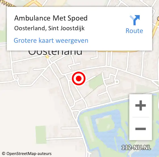 Locatie op kaart van de 112 melding: Ambulance Met Spoed Naar Oosterland, Sint Joostdijk op 18 december 2018 11:37