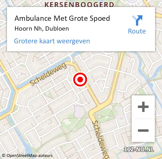 Locatie op kaart van de 112 melding: Ambulance Met Grote Spoed Naar Hoorn Nh, Dubloen op 18 december 2018 11:39