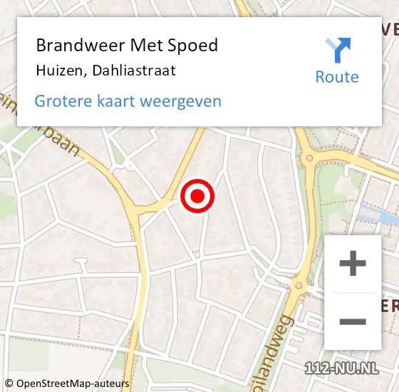 Locatie op kaart van de 112 melding: Brandweer Met Spoed Naar Huizen, Dahliastraat op 18 december 2018 11:56