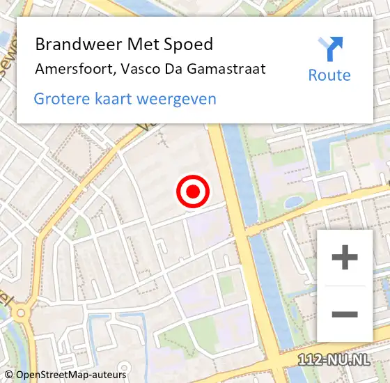 Locatie op kaart van de 112 melding: Brandweer Met Spoed Naar Amersfoort, Vasco Da Gamastraat op 18 december 2018 12:46