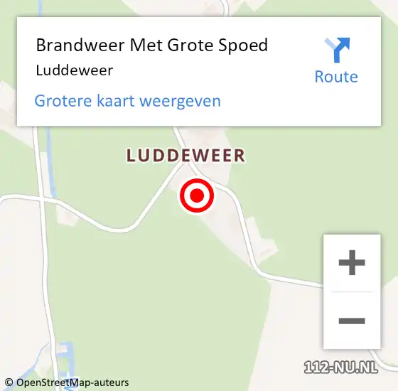 Locatie op kaart van de 112 melding: Brandweer Met Grote Spoed Naar Luddeweer op 18 december 2018 13:07