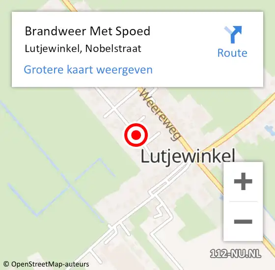 Locatie op kaart van de 112 melding: Brandweer Met Spoed Naar Lutjewinkel, Nobelstraat op 18 december 2018 14:12