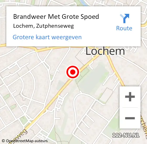 Locatie op kaart van de 112 melding: Brandweer Met Grote Spoed Naar Lochem, Zutphenseweg op 18 december 2018 14:39