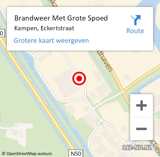 Locatie op kaart van de 112 melding: Brandweer Met Grote Spoed Naar Kampen, Eckertstraat op 18 december 2018 14:52