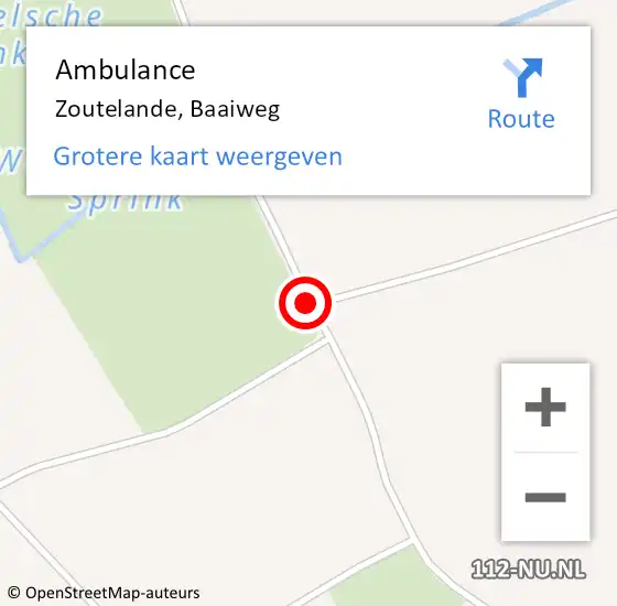 Locatie op kaart van de 112 melding: Ambulance Zoutelande, Baaiweg op 18 december 2018 16:00