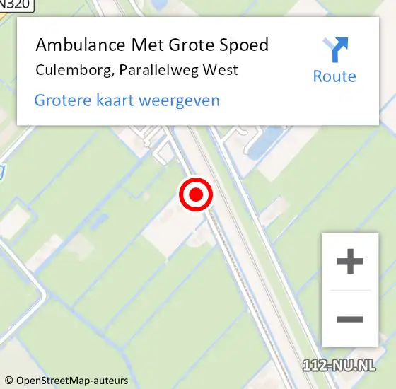 Locatie op kaart van de 112 melding: Ambulance Met Grote Spoed Naar Culemborg, Parallelweg West op 18 december 2018 18:25