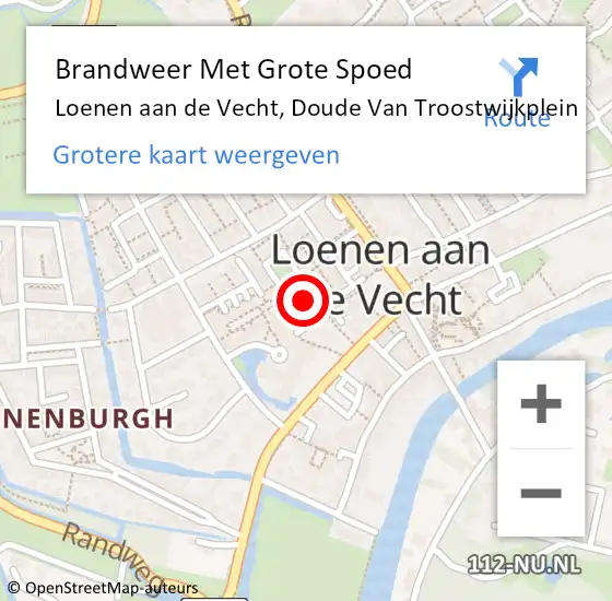 Locatie op kaart van de 112 melding: Brandweer Met Grote Spoed Naar Loenen aan de Vecht, Doude Van Troostwijkplein op 18 december 2018 18:41