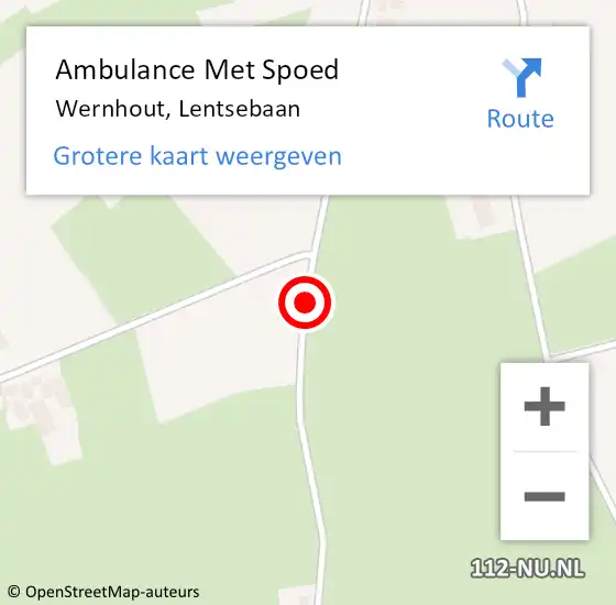 Locatie op kaart van de 112 melding: Ambulance Met Spoed Naar Wernhout, Lentsebaan op 18 december 2018 19:32