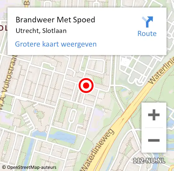 Locatie op kaart van de 112 melding: Brandweer Met Spoed Naar Utrecht, Slotlaan op 18 december 2018 19:53