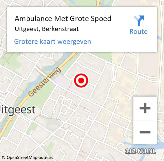 Locatie op kaart van de 112 melding: Ambulance Met Grote Spoed Naar Uitgeest, Berkenstraat op 18 december 2018 20:21