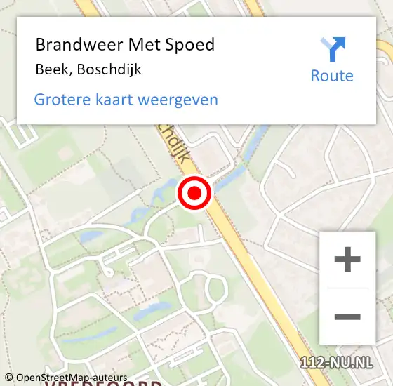 Locatie op kaart van de 112 melding: Brandweer Met Spoed Naar Beek, Boschdijk op 18 december 2018 21:11