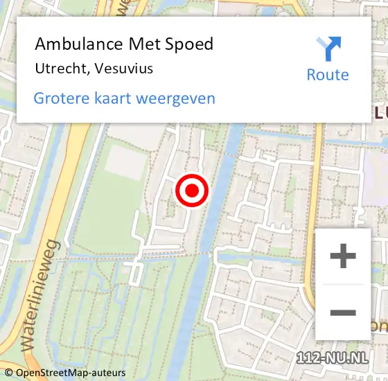 Locatie op kaart van de 112 melding: Ambulance Met Spoed Naar Utrecht, Vesuvius op 18 december 2018 22:29