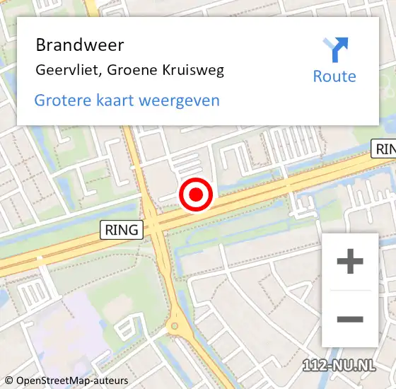 Locatie op kaart van de 112 melding: Brandweer Geervliet, Groene Kruisweg op 18 december 2018 23:36