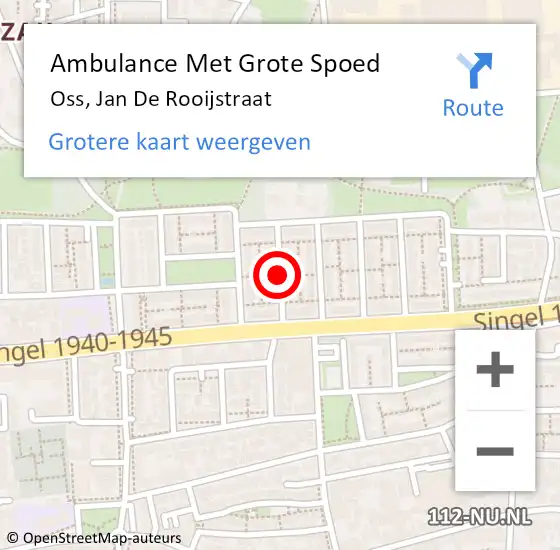 Locatie op kaart van de 112 melding: Ambulance Met Grote Spoed Naar Oss, Jan De Rooijstraat op 19 december 2018 00:59