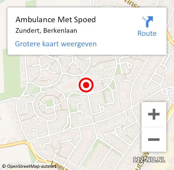 Locatie op kaart van de 112 melding: Ambulance Met Spoed Naar Zundert, Berkenlaan op 19 december 2018 02:52