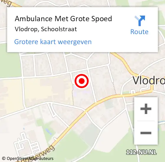 Locatie op kaart van de 112 melding: Ambulance Met Grote Spoed Naar Vlodrop, Schoolstraat op 19 december 2018 07:03