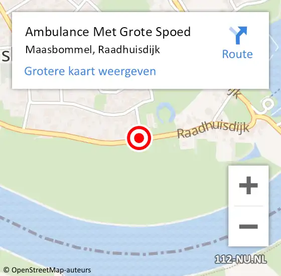 Locatie op kaart van de 112 melding: Ambulance Met Grote Spoed Naar Maasbommel, Raadhuisdijk op 19 december 2018 09:00