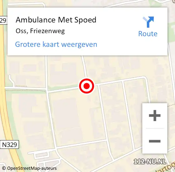 Locatie op kaart van de 112 melding: Ambulance Met Spoed Naar Oss, Friezenweg op 19 december 2018 09:01