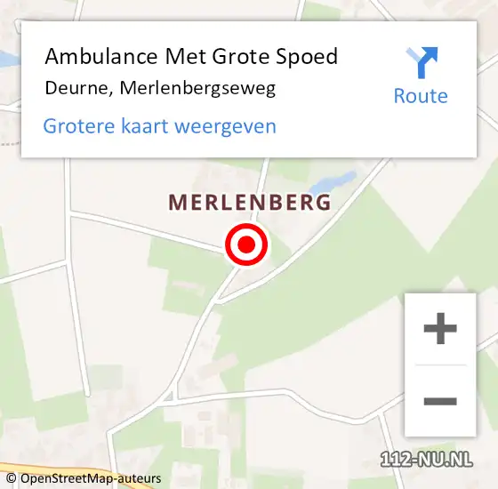 Locatie op kaart van de 112 melding: Ambulance Met Grote Spoed Naar Deurne, Merlenbergseweg op 19 december 2018 09:26