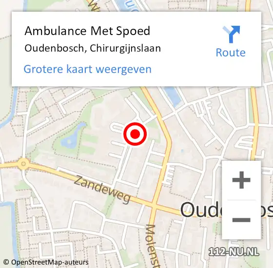 Locatie op kaart van de 112 melding: Ambulance Met Spoed Naar Oudenbosch, Chirurgijnslaan op 19 december 2018 09:40