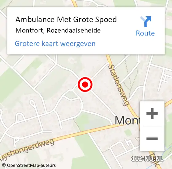 Locatie op kaart van de 112 melding: Ambulance Met Grote Spoed Naar Montfort, Rozendaalseheide op 19 december 2018 10:06