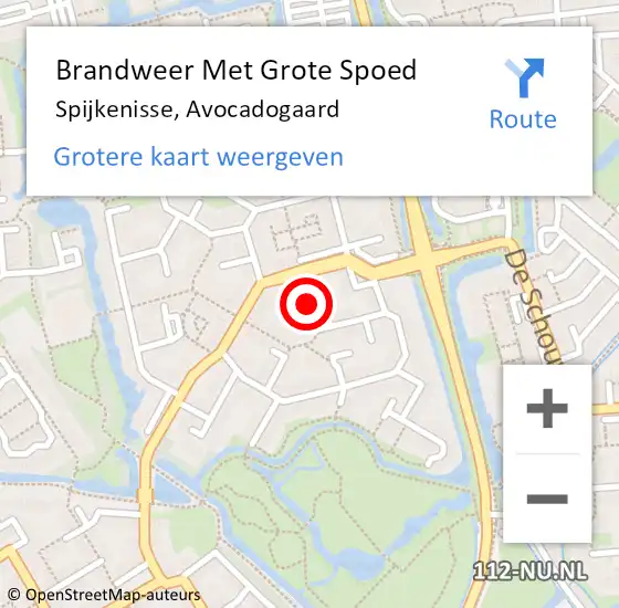 Locatie op kaart van de 112 melding: Brandweer Met Grote Spoed Naar Spijkenisse, Avocadogaard op 19 december 2018 10:10