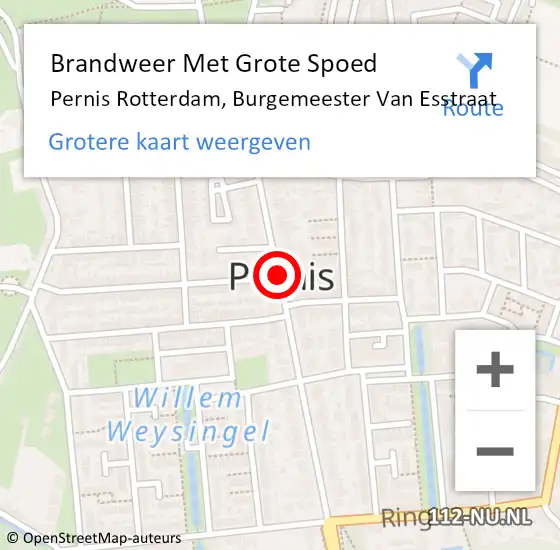 Locatie op kaart van de 112 melding: Brandweer Met Grote Spoed Naar Pernis Rotterdam, Burgemeester Van Esstraat op 19 december 2018 10:59