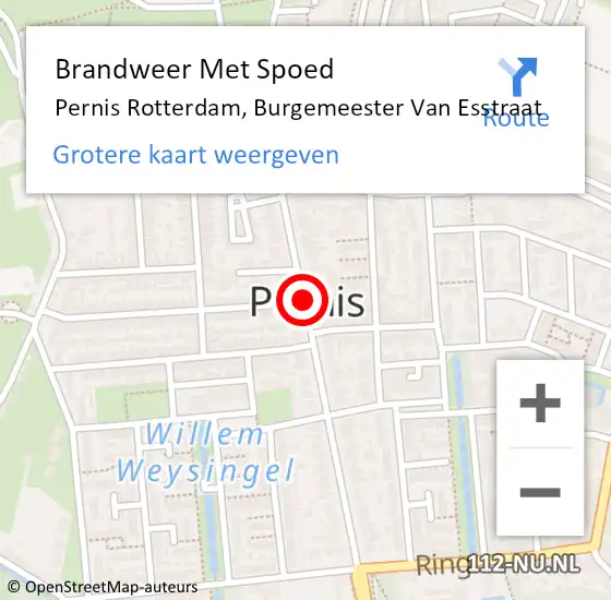 Locatie op kaart van de 112 melding: Brandweer Met Spoed Naar Pernis Rotterdam, Burgemeester Van Esstraat op 19 december 2018 11:06