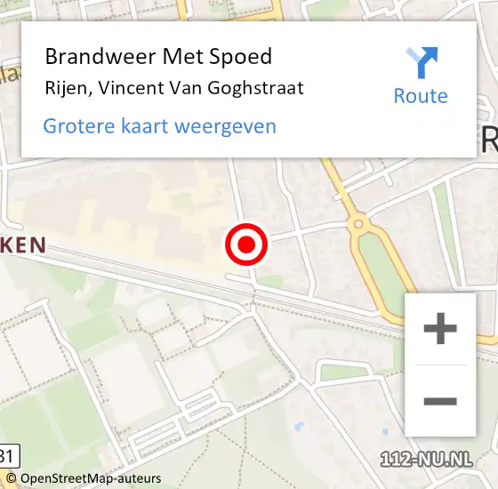 Locatie op kaart van de 112 melding: Brandweer Met Spoed Naar Rijen, Vincent Van Goghstraat op 19 december 2018 11:55