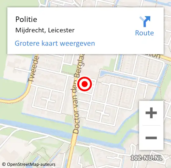 Locatie op kaart van de 112 melding: Politie Mijdrecht, Leicester op 19 december 2018 12:41