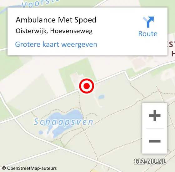 Locatie op kaart van de 112 melding: Ambulance Met Spoed Naar Oisterwijk, Hoevenseweg op 19 december 2018 13:18