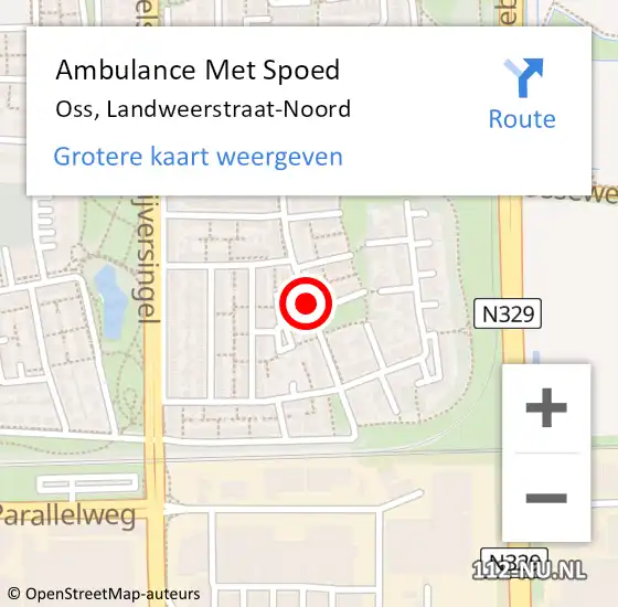 Locatie op kaart van de 112 melding: Ambulance Met Spoed Naar Oss, Landweerstraat-Noord op 19 december 2018 13:29