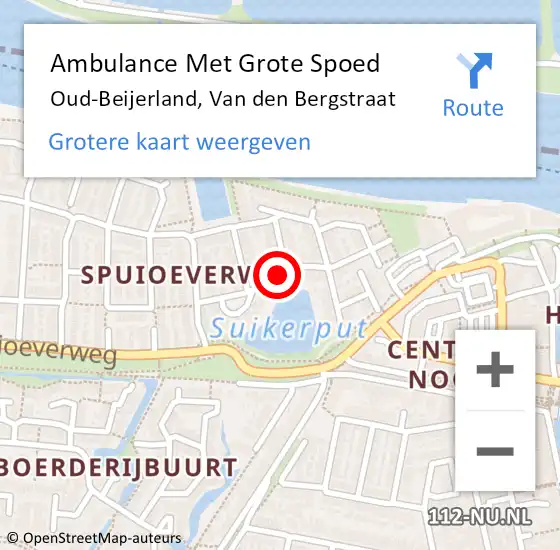 Locatie op kaart van de 112 melding: Ambulance Met Grote Spoed Naar Oud-Beijerland, Van den Bergstraat op 19 december 2018 14:30