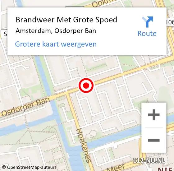 Locatie op kaart van de 112 melding: Brandweer Met Grote Spoed Naar Amsterdam, Osdorper Ban op 19 december 2018 14:44