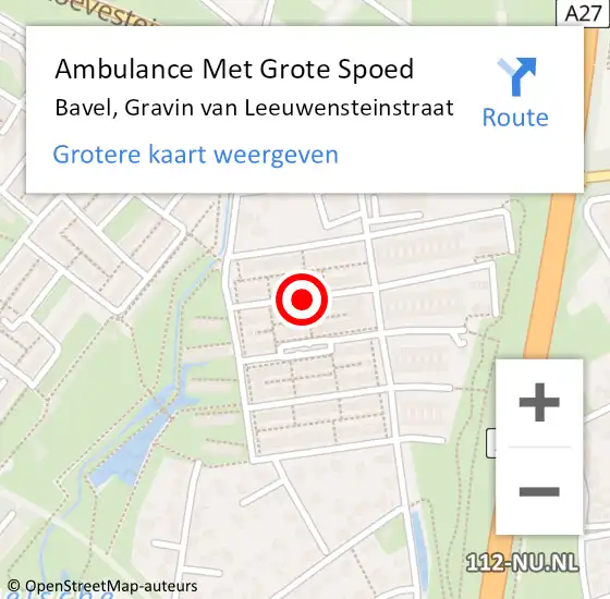 Locatie op kaart van de 112 melding: Ambulance Met Grote Spoed Naar Bavel, Gravin van Leeuwensteinstraat op 19 december 2018 15:03