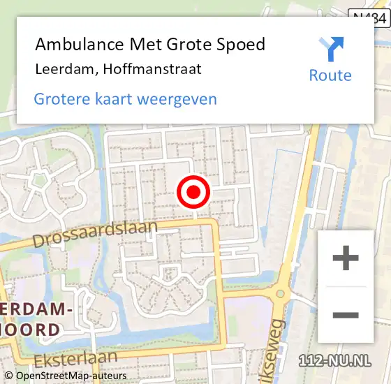 Locatie op kaart van de 112 melding: Ambulance Met Grote Spoed Naar Leerdam, Hoffmanstraat op 19 december 2018 15:12