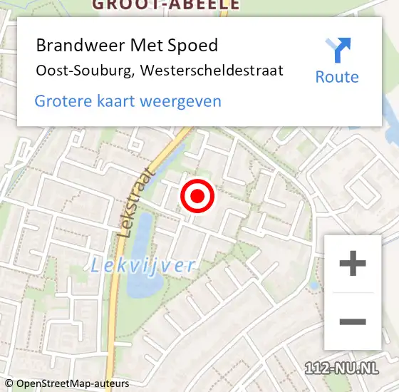Locatie op kaart van de 112 melding: Brandweer Met Spoed Naar Oost-Souburg, Westerscheldestraat op 19 december 2018 15:27