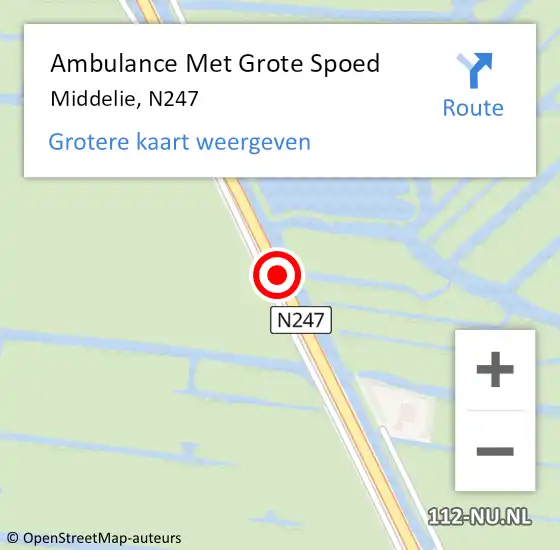 Locatie op kaart van de 112 melding: Ambulance Met Grote Spoed Naar Middelie, N247 op 19 december 2018 15:31