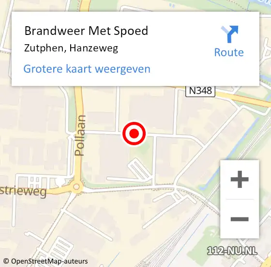 Locatie op kaart van de 112 melding: Brandweer Met Spoed Naar Zutphen, Hanzeweg op 19 december 2018 17:00