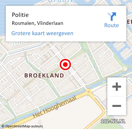 Locatie op kaart van de 112 melding: Politie Rosmalen, Vlinderlaan op 19 december 2018 17:35