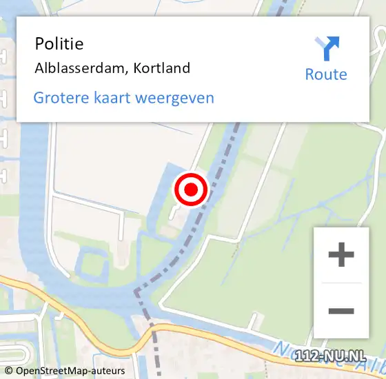 Locatie op kaart van de 112 melding: Politie Alblasserdam, Kortland op 19 december 2018 20:29