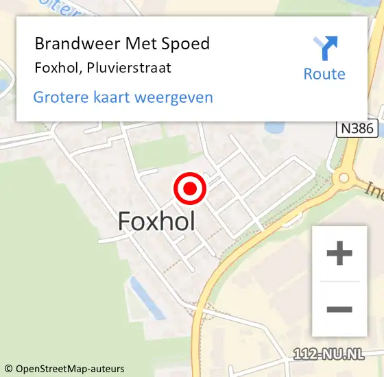Locatie op kaart van de 112 melding: Brandweer Met Spoed Naar Foxhol, Pluvierstraat op 19 december 2018 21:08