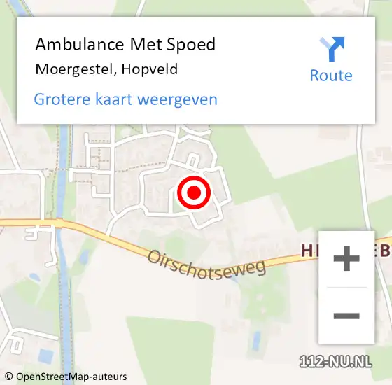 Locatie op kaart van de 112 melding: Ambulance Met Spoed Naar Moergestel, Hopveld op 19 december 2018 21:52