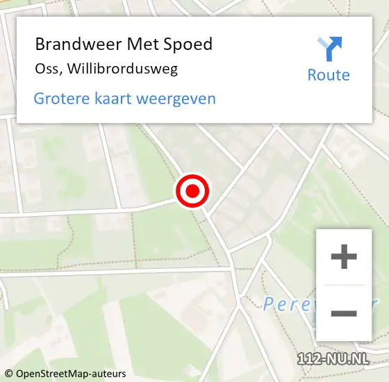 Locatie op kaart van de 112 melding: Brandweer Met Spoed Naar Oss, Willibrordusweg op 19 december 2018 22:15